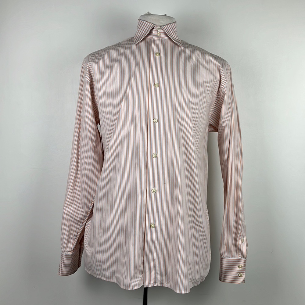 Kuhlman, Men’s orange striped button down shirt, size 38